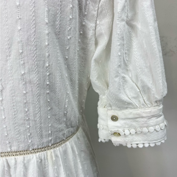 Revolve Tularosa Size Medium Lou Short Sleeve V Neck Midi Dress White Sundress - Picture 9 of 13